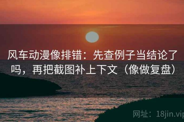 风车动漫像排错：先查例子当结论了吗，再把截图补上下文（像做复盘）