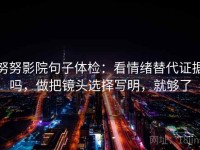 努努影院句子体检：看情绪替代证据吗，做把镜头选择写明，就够了