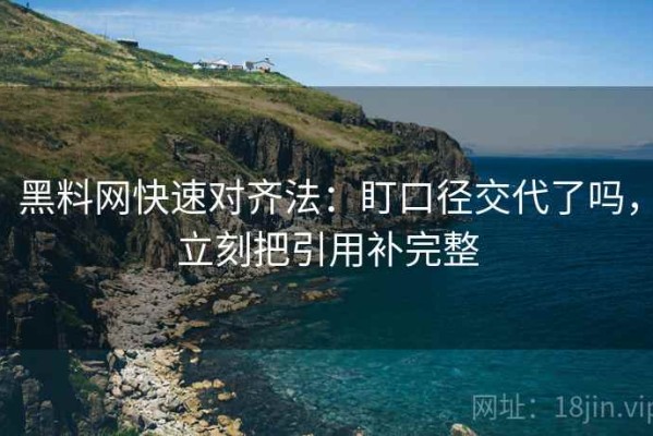 黑料网快速对齐法：盯口径交代了吗，立刻把引用补完整